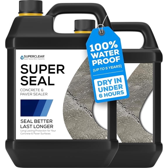 Superclear Modified Acrylic Concrete Paver Super Sealer 2 Gallon, Wet Look Penetrating Sealer for Pavers, Patios, Pool Decks, and Driveways, Pet Friendly Zero VOC