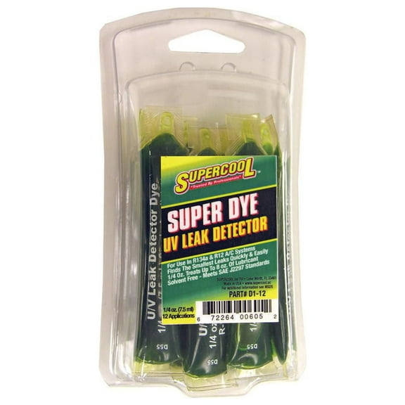 Supercool A/C Leak Detection Dye, .25 Oz, PK12 D1-12