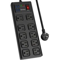 Superdanny Surge Protector Power Strip with USB Ports Mountable Power Outlet Flat Plug
