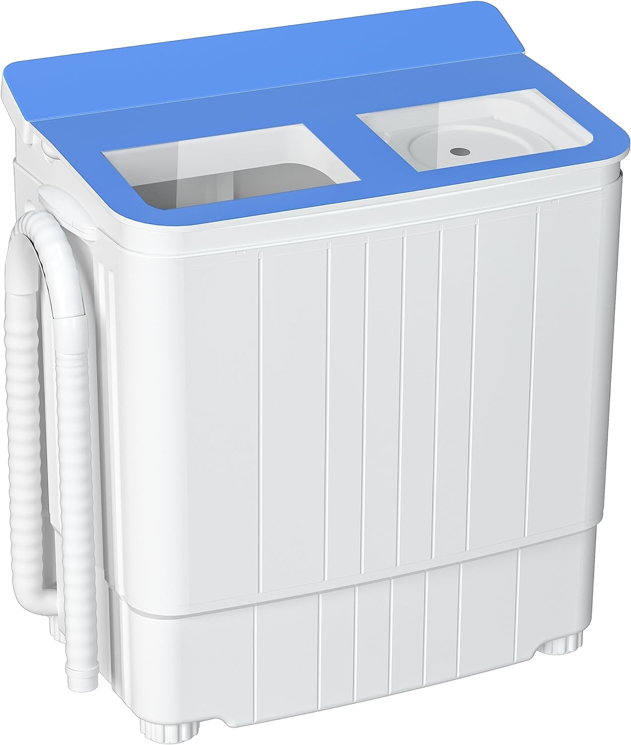 Superday 21.6 LBS Portable Washing Machine, 2 In 1 Mini Compact Twin Tub Washer and Spin Dryer with Built-in Gravity Drain Time Control, 9 Lbs Spinner Load Capacity for Home/Apartment/Dorms/RV(Blue)