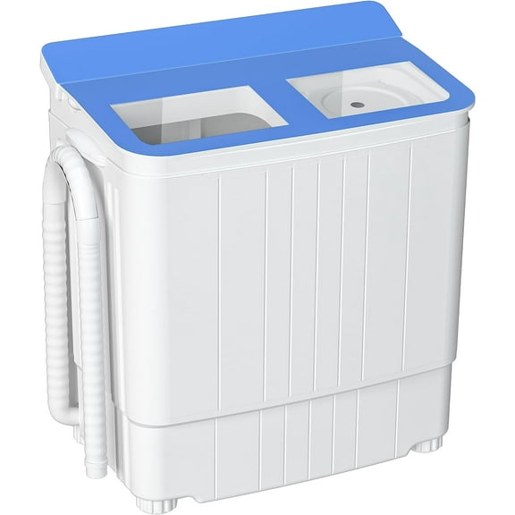 Superday 21.6 LBS Portable Washing Machine, 2 In 1 Mini Compact Twin Tub Washer and Spin Dryer with Built-in Gravity Drain Time Control, 9 Lbs Spinner Load Capacity for Home/Apartment/Dorms/RV(Blue)