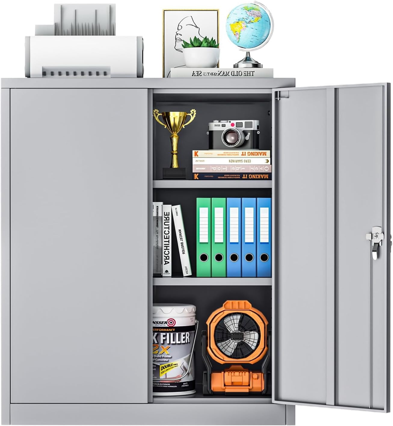 Superday 36” Locking Garage Storage Cabinet, Metal Storage Cabinets ...