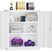 Superday 36" Metal Storage Cabinet, White Garage Storage Cabinets with Locking Doors and Adjustable Shelves, Steel Lockable Cabinets, Tool Cabinet for Home Office, Garage, School