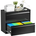 thumbnail image 1 of Superday Lateral File Cabinet 2 Drawer Metal File Cabinet with Lock, Black Filing Cabinets for Home Office, Locking Filing Cabinets Hanging Files Letter/Legal/F4/A4, 1 of 14
