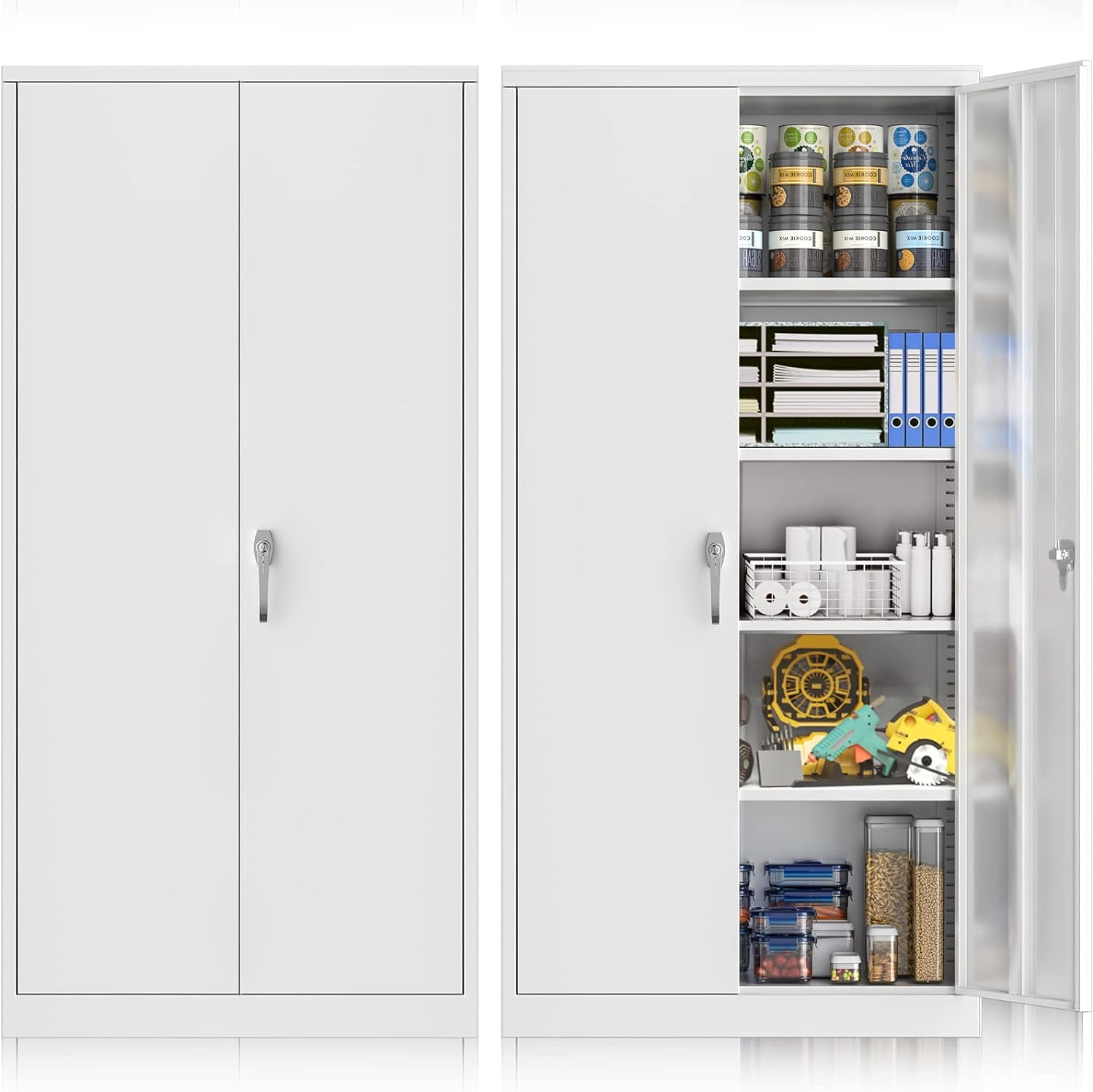 Superday Locking Garage Storage Cabinet with Drawers, Lockable Metal ...