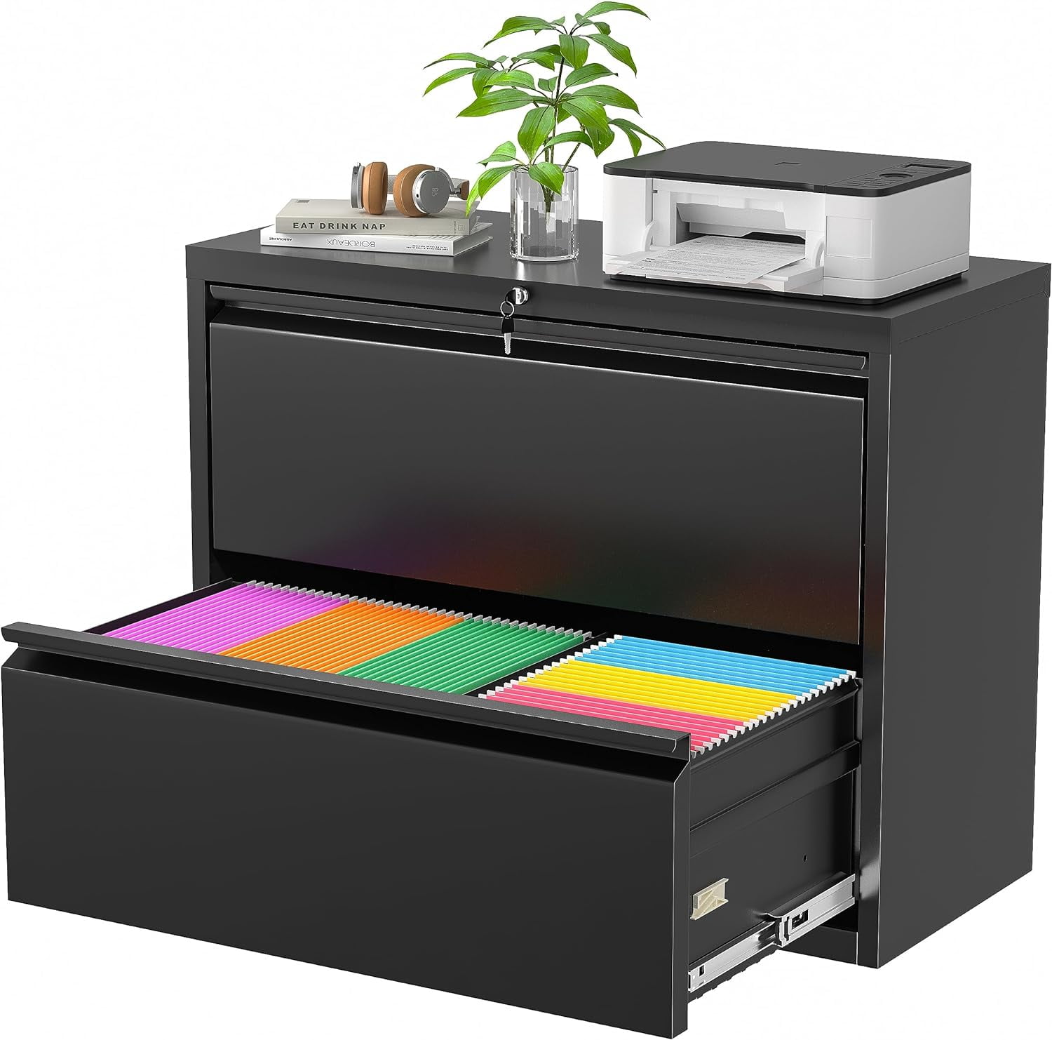 Superday Metal Lateral File with Lock, 2 Drawer File