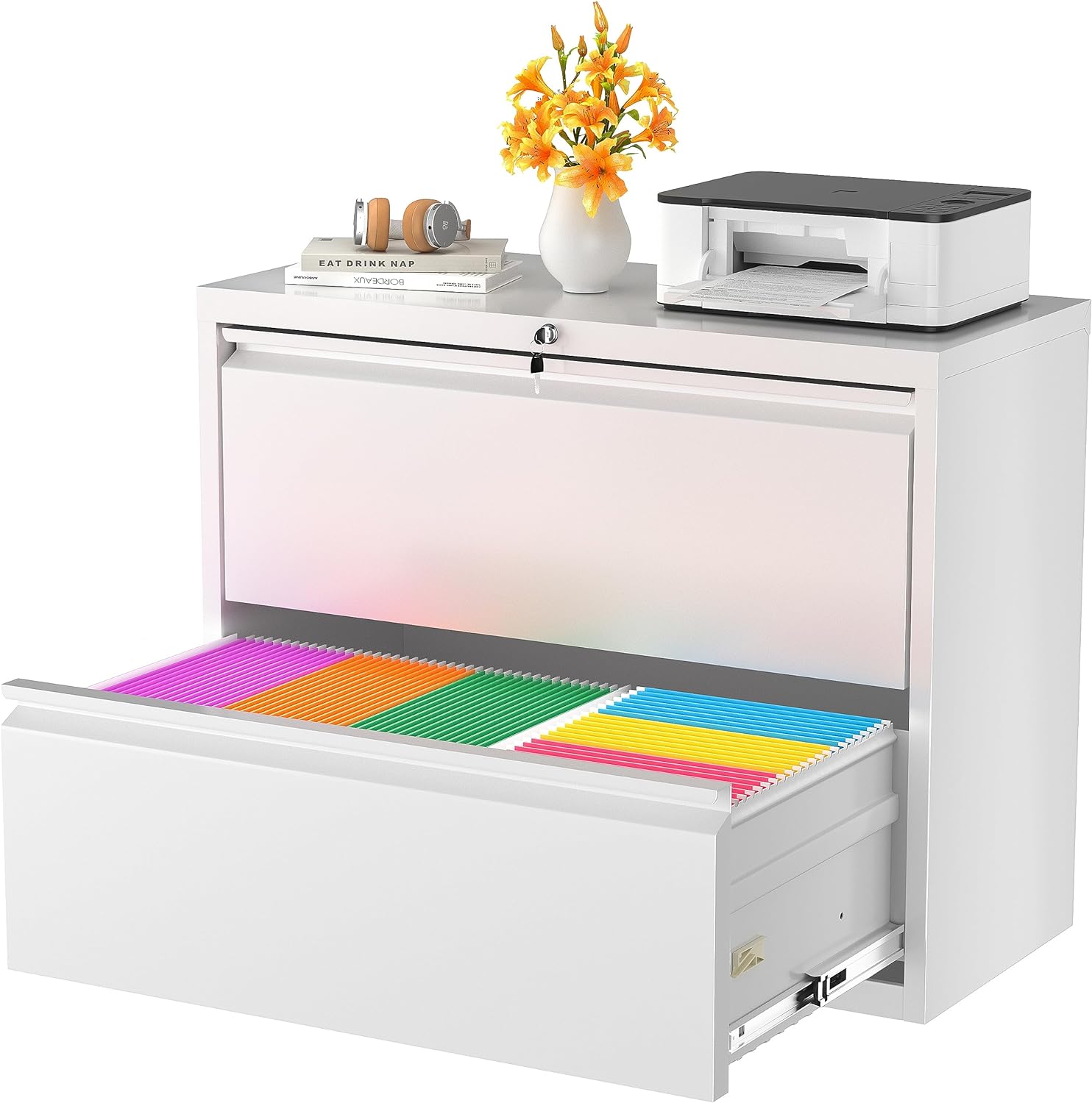 Superday Metal Lateral File with Lock, 2 Drawer File
