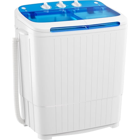 Superday Portable Washing Machine, 2 In 1 Mini Compact Twin Tub Washer and Spin Dryer with Built-in Gravity Drain Time Control, 16lbs Portable Washer Dryer Combo for Home/Apartment/Dorms/RV(Blue)