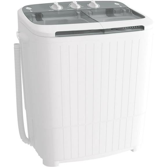 Superday Portable Washing Machine, 2 In 1 Small Washing Machine and Spin Dryer Combo, 17.6lbs Compact Mini Twin Tub Laundry Machine for Camping, Apartments, Dorms, College Rooms, RV, Delicates, Grey