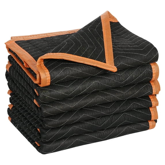Superdeal Heavy-Duty Non-Woven Fabric Recycled Cotton Moving Blanket, 39" x 72", Black and Orange