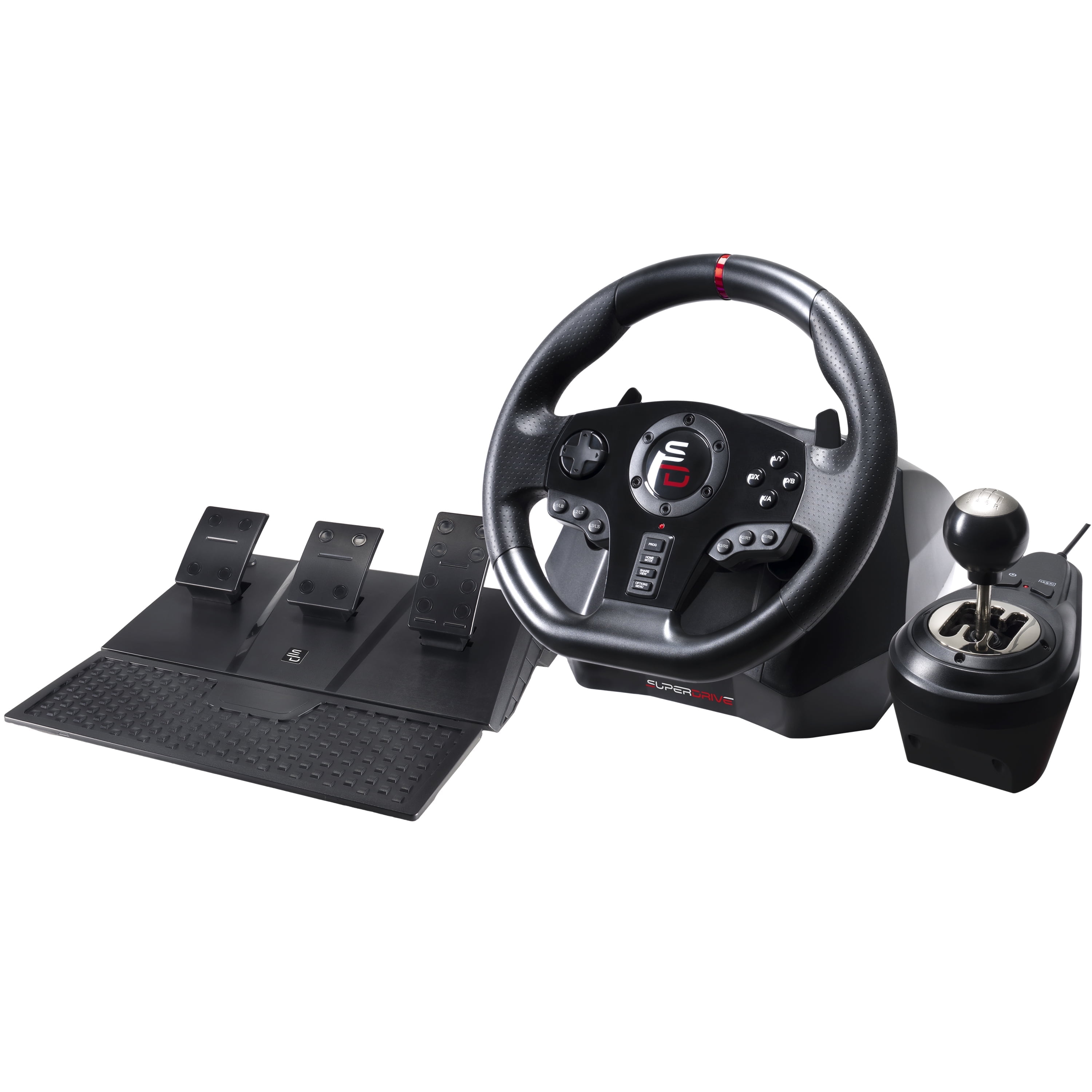 Superdrive - GS850-X Steering wheel for Racing Games with manual shifter, 3 pedals, and paddle shifters for Xbox Serie X/S, PS4, Xbox One