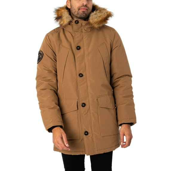 Superdry Everest Faux Fur Hooded Parka Jacket, Brown