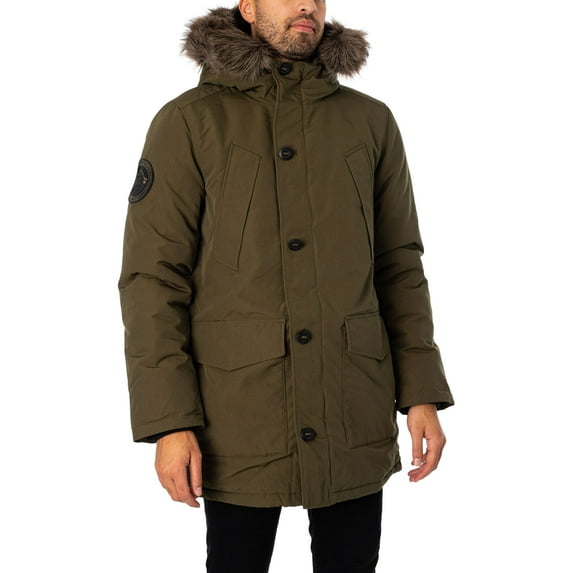 Superdry Everest Faux Fur Hooded Parka Jacket, Green