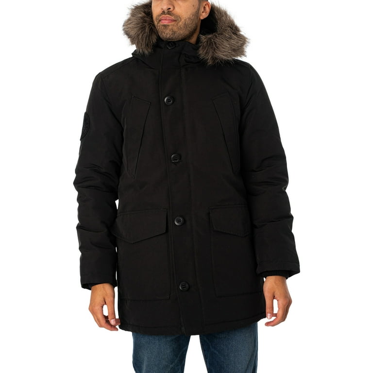 Superdry Everest Faux Fur Parka Jacket, Black