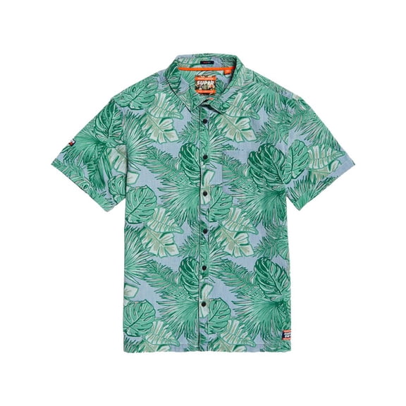 Superdry Mens Seattle Skate Shirt, Tropical Leaf Indigo, M