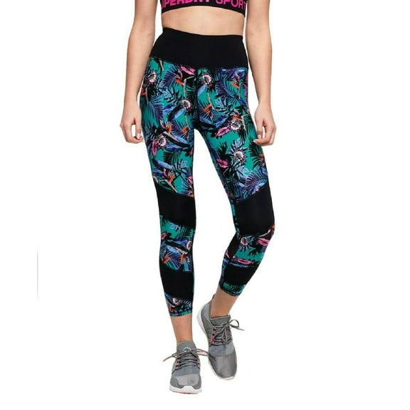 Superdry Womens Active Mesh Leggings, Lucy Tropical Print, 12