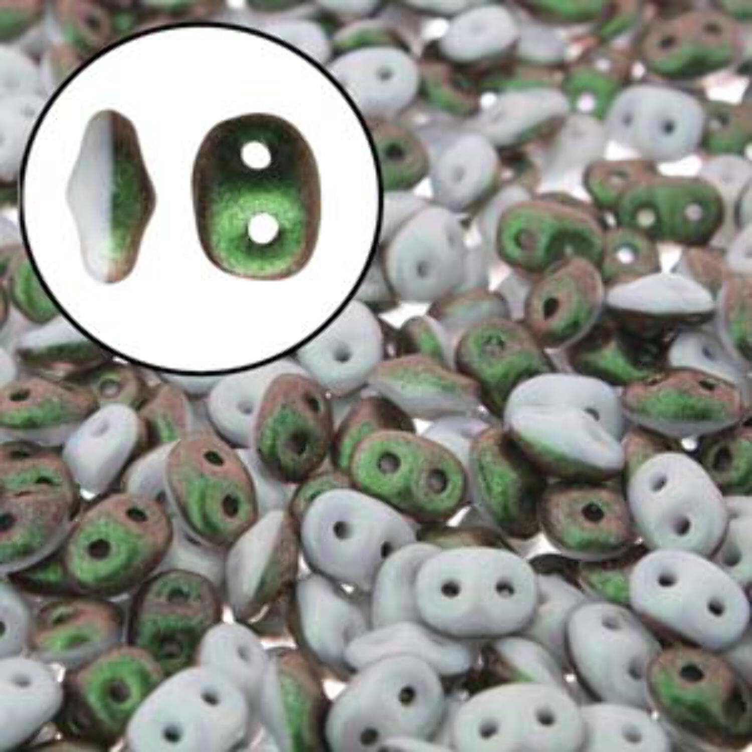 Superduo Duet Polychrome Sage/Citrus  Cream Superduo Beads DU0503849-29034-TB