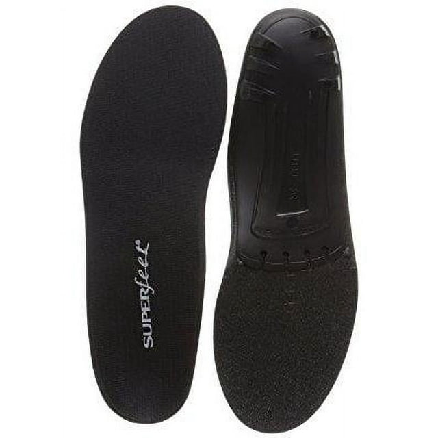 Superfeet black, thin Insoles for orthotic support in tight shoes, dress and athletic footwear, unisex, black, large/e: 10.5-12 wmns/9.5-11 Men's