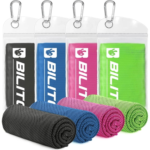 Superfiber Ice Towel Neck Cooling Towels (4-Pack) – Reusable Cooling Towels for Yoga, Sports, Gym, Running, Golf, and Outdoor Activities