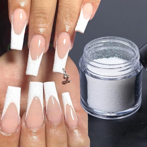 Superfine French Nail Glitter Powder - Black White Snow Design Sugar Shiny Effect Candy Glitter Flakes Pigment Dust Gel Polish Manicure Accessories DIY Crafts (2 Bottles)