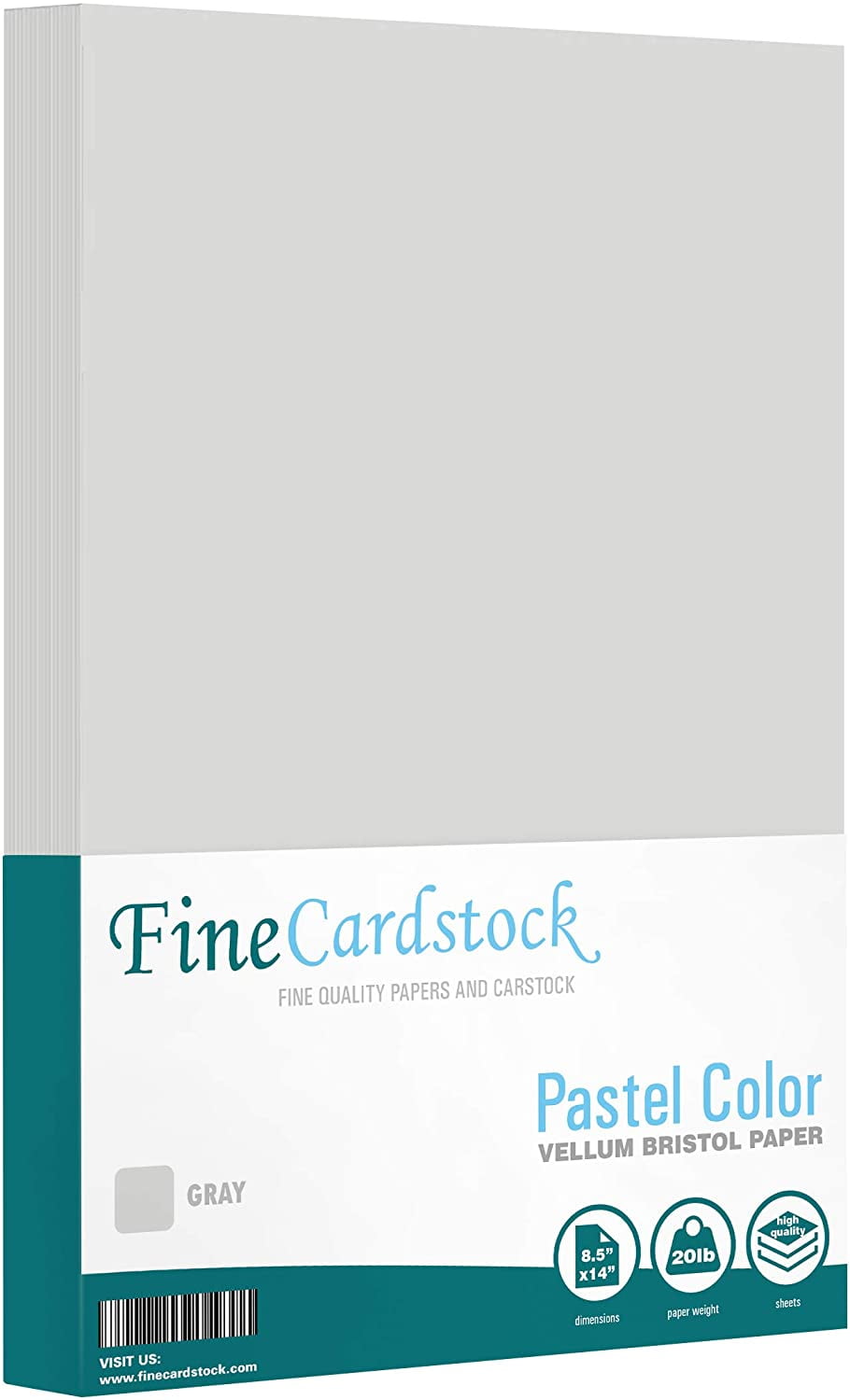 Superfine Printing 8.5" x 14" Pastel Color Paper - Lightweight, 20 lb., 100 Sheets, Gray