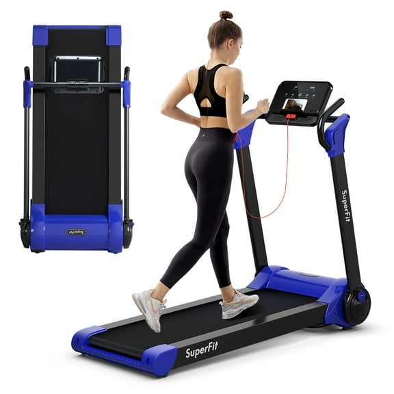 Costway Folding 2.25HP Electric Treadmill Running Machine APP Control Bluetooth Blue