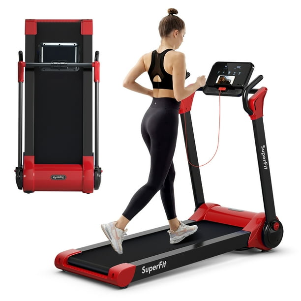 Superfit Folding 2.25HP Electric Treadmill Running Machine APP Control Bluetooth Red Walmart Business Supplies