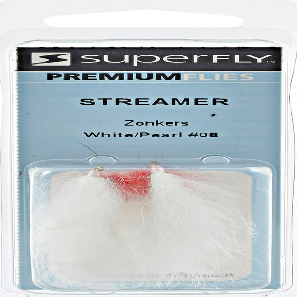 Superfly Streamer Zonker Fly, White & Pearl, Size 8