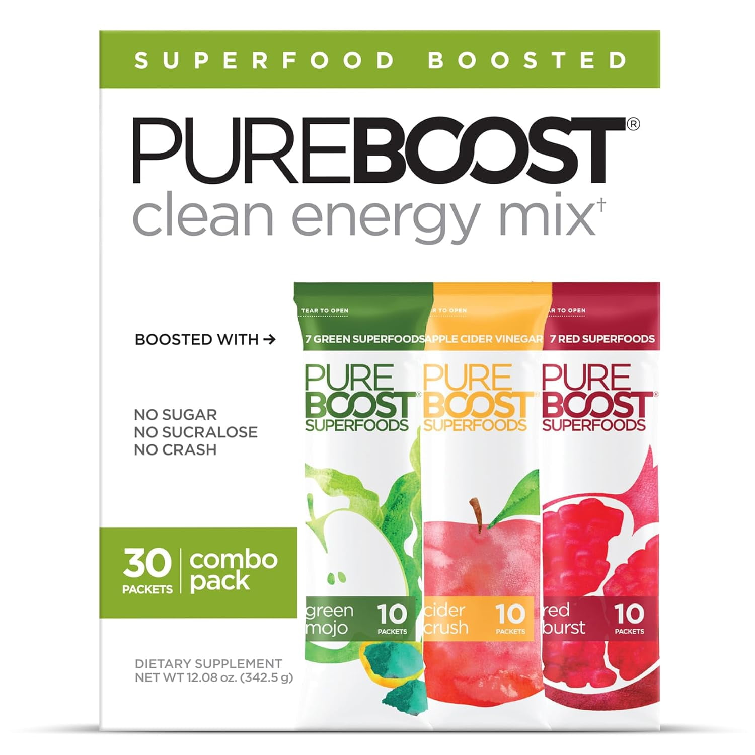 Superfoods Clean Energy Drink Mix with Apple Cider Vinegar, 7 Organic