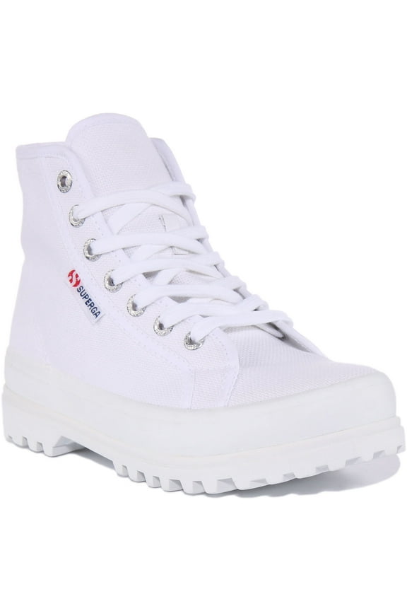 2341 Cotu Alpina Women's Hi Top Lace Up Canvas Boot In White Size 6