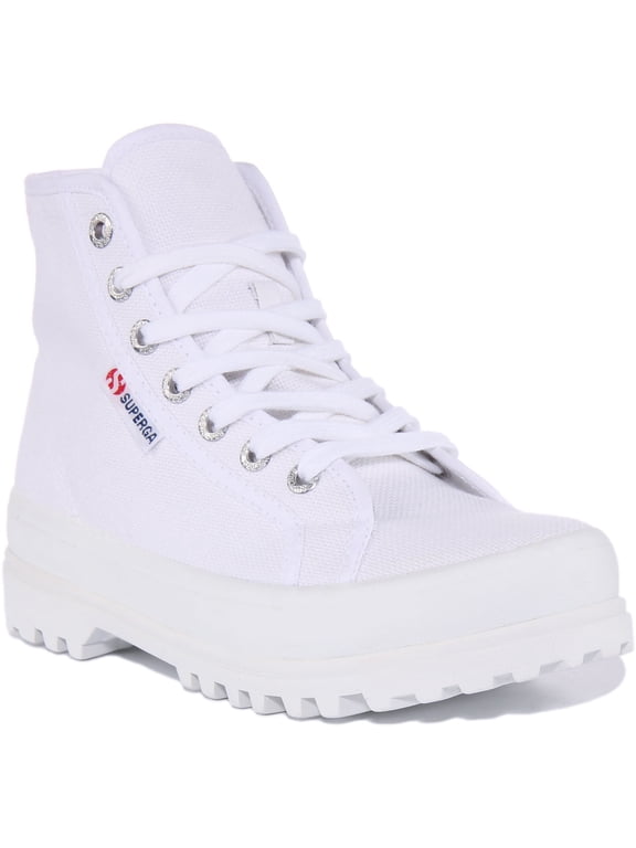 2341 Cotu Alpina Women's Hi Top Lace Up Canvas Boot In White Size 6