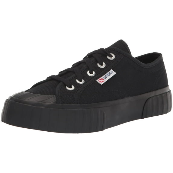 Superga 2630 Cotu All Black Lace Up Rounded Toe Tennis Shoe Signature Sneaker (Full Black, 6)