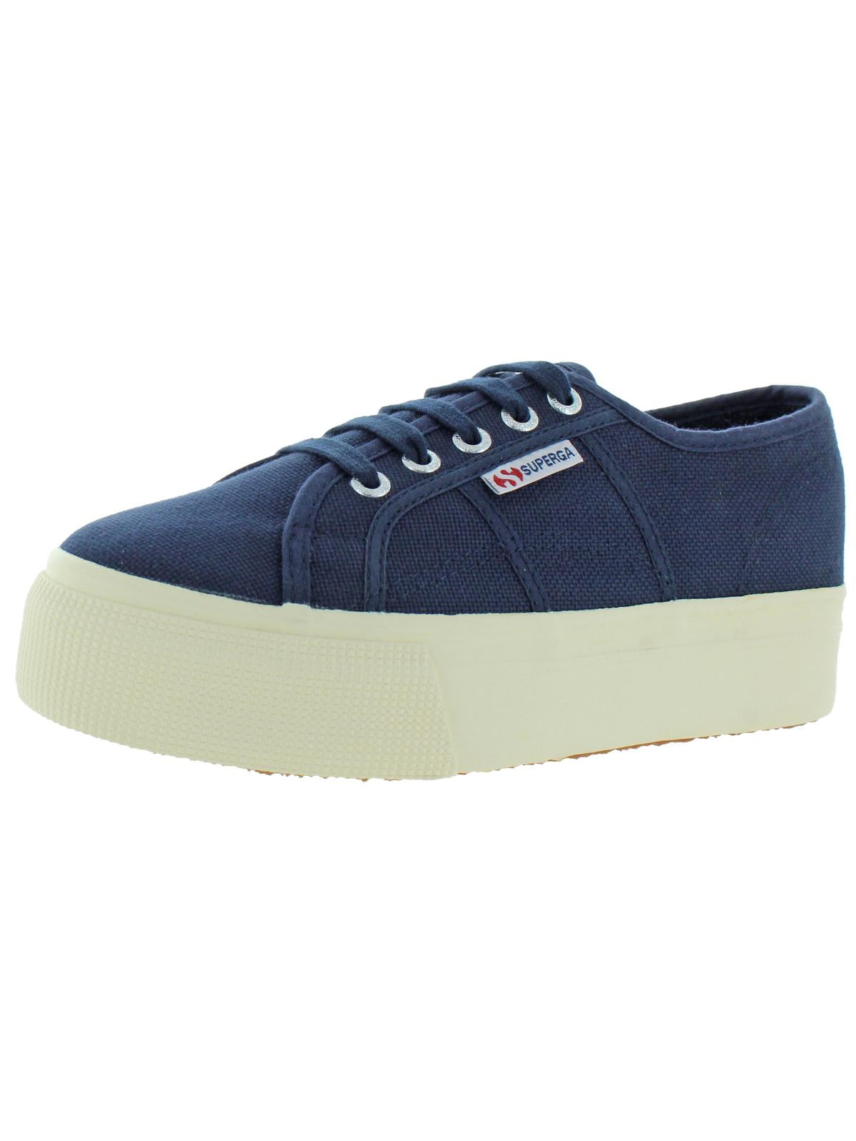 Superga 2790 Low-Top Sneakers Navy Blue White Platform Wedge Lace