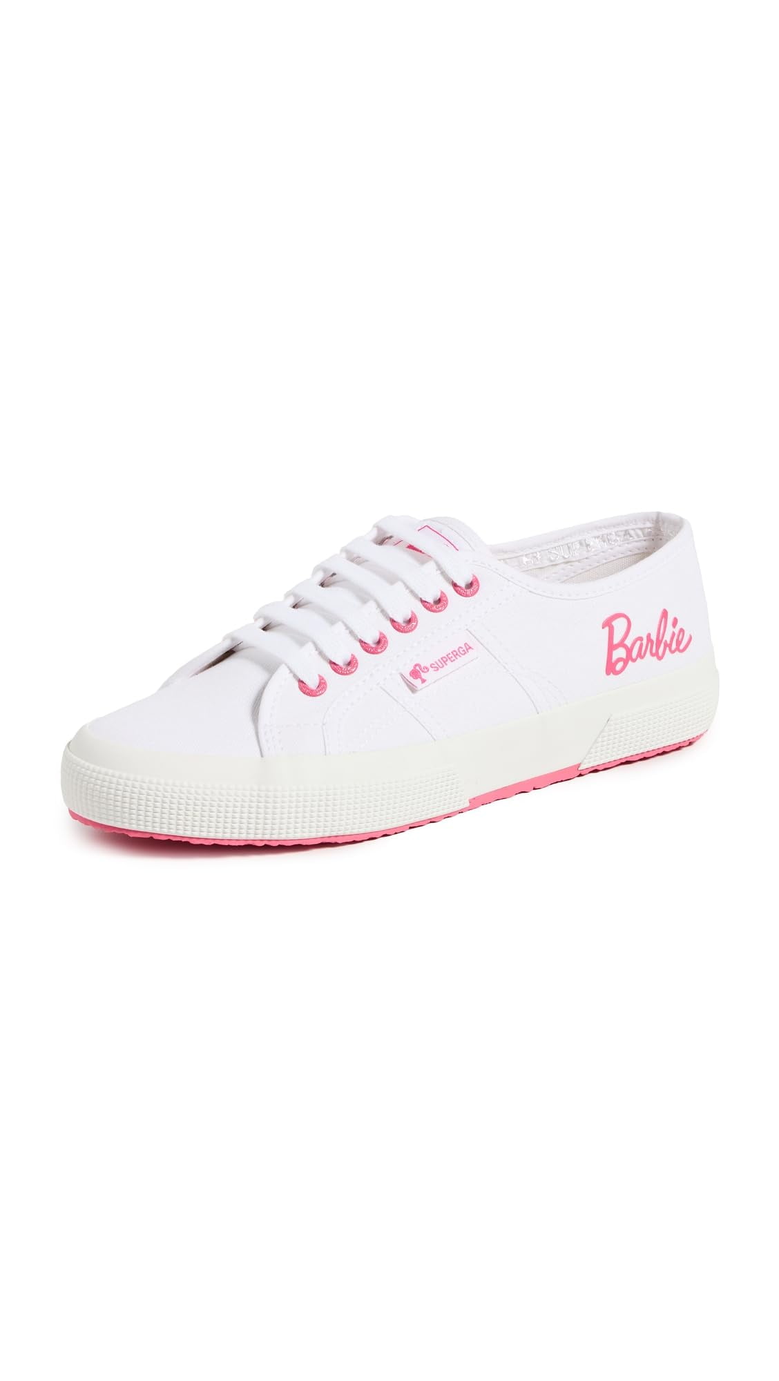 Superga Women's 2750 Barbie Terry Sneakers, White/Pink, Medium
