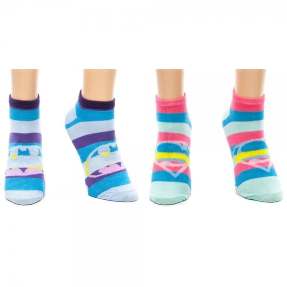 Supergirl 2 Pair Pack Ankle Socks Set Stripes