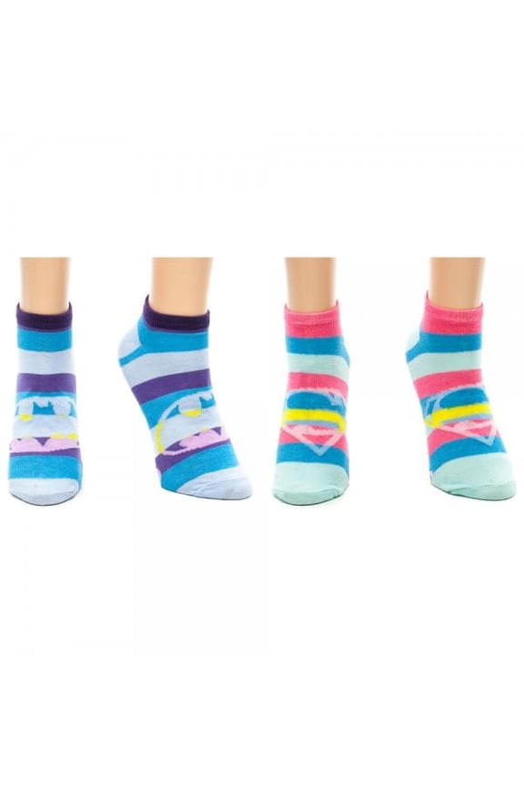 Supergirl 2 Pair Pack Ankle Socks Set Stripes