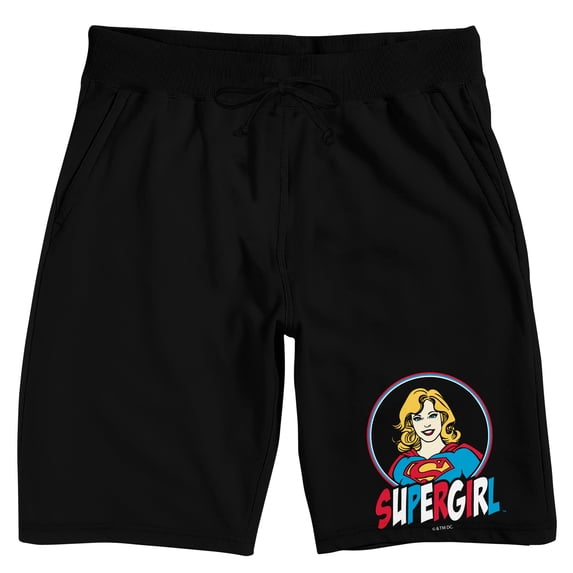 Supergirl Animated Character Men's Black Sleep Pajama Shorts-XL