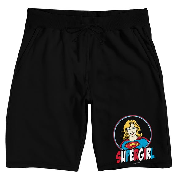 Supergirl Animated Character Men's Black Sleep Pajama Shorts-XXL