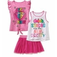 Supergirl Batgirl 3 PC Short Sleeve Shirt Tank Top Tutu Skirt Set Girl