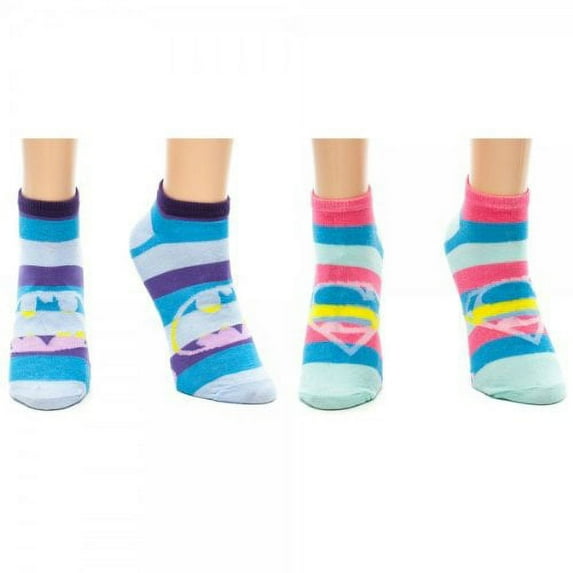 Supergirl Batman 2 Pair Ankle Sock SET Striped