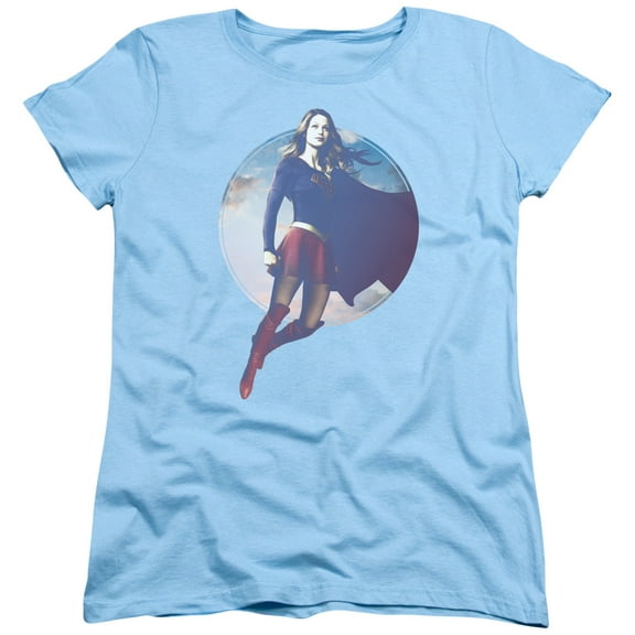 Supergirl Cloudy Circle Women's T-Shirt Light Blue