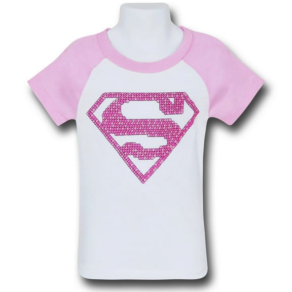 Supergirl Girls Pink Pattern Symbol T-Shirt-Toddler 2T
