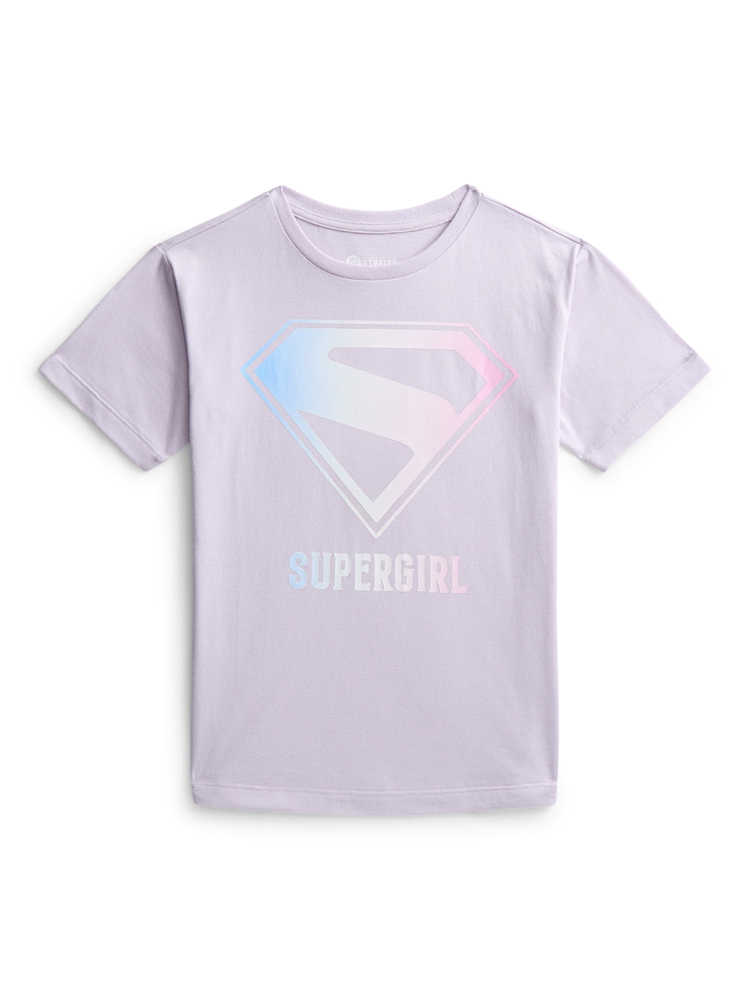Supergirl Girls Shield Graphic Tee with Short Sleeves, Sizes 4-16
