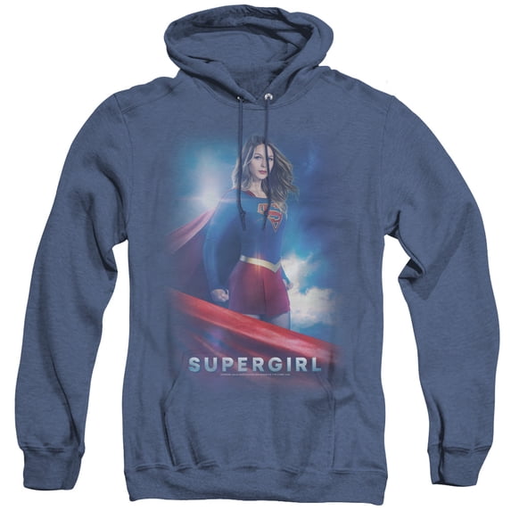 Supergirl Kara Zor El Adult Heather Hoodie Sweatshirt Royal Blue