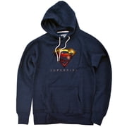 Supergirl Logo Glare Unisex Adult Slim Fit Pull-Over Heather Hoodie, Navy, Medium