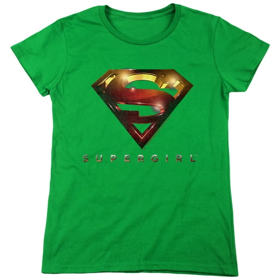 Supergirl Logo Glare Women's T Shirt, Kelly Green, Medium