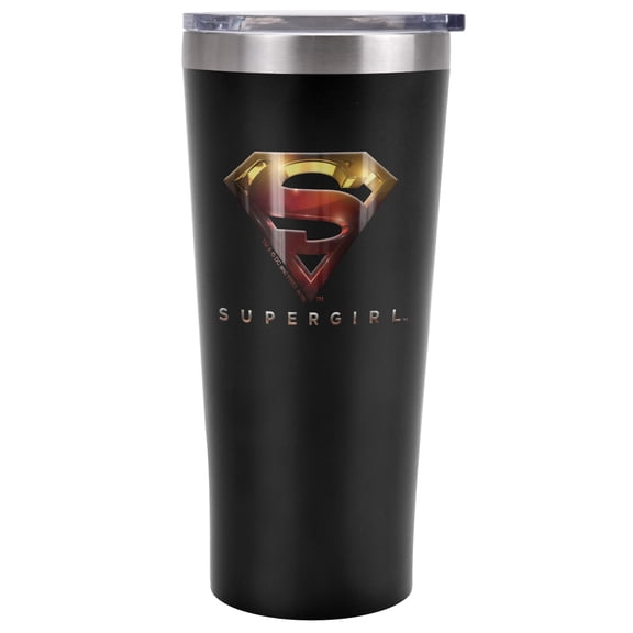 Supergirl Official Logo Classic 20 oz Travel Tumbler, Stainless Steel, Vacuum Insulated with Leak Resistant Slide-Lock Lid