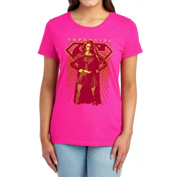 Supergirl Ready Set Women's T Shirt, Hot Pink, X-Large