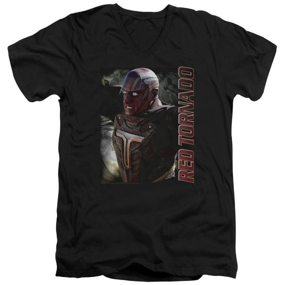 Supergirl Red Tornado Adult V-Neck T-Shirt 30/1 T-Shirt Black