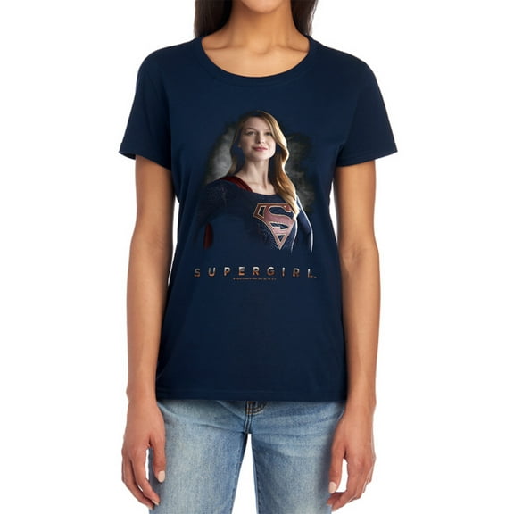 Supergirl Stand Tall Women's T Shirt, Navy, X-Large